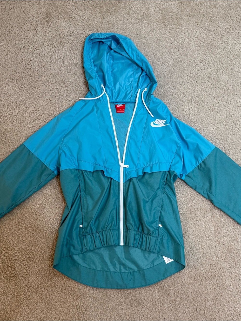 Nike Women's Teal & Aqua Hooded Windbreaker Jacket